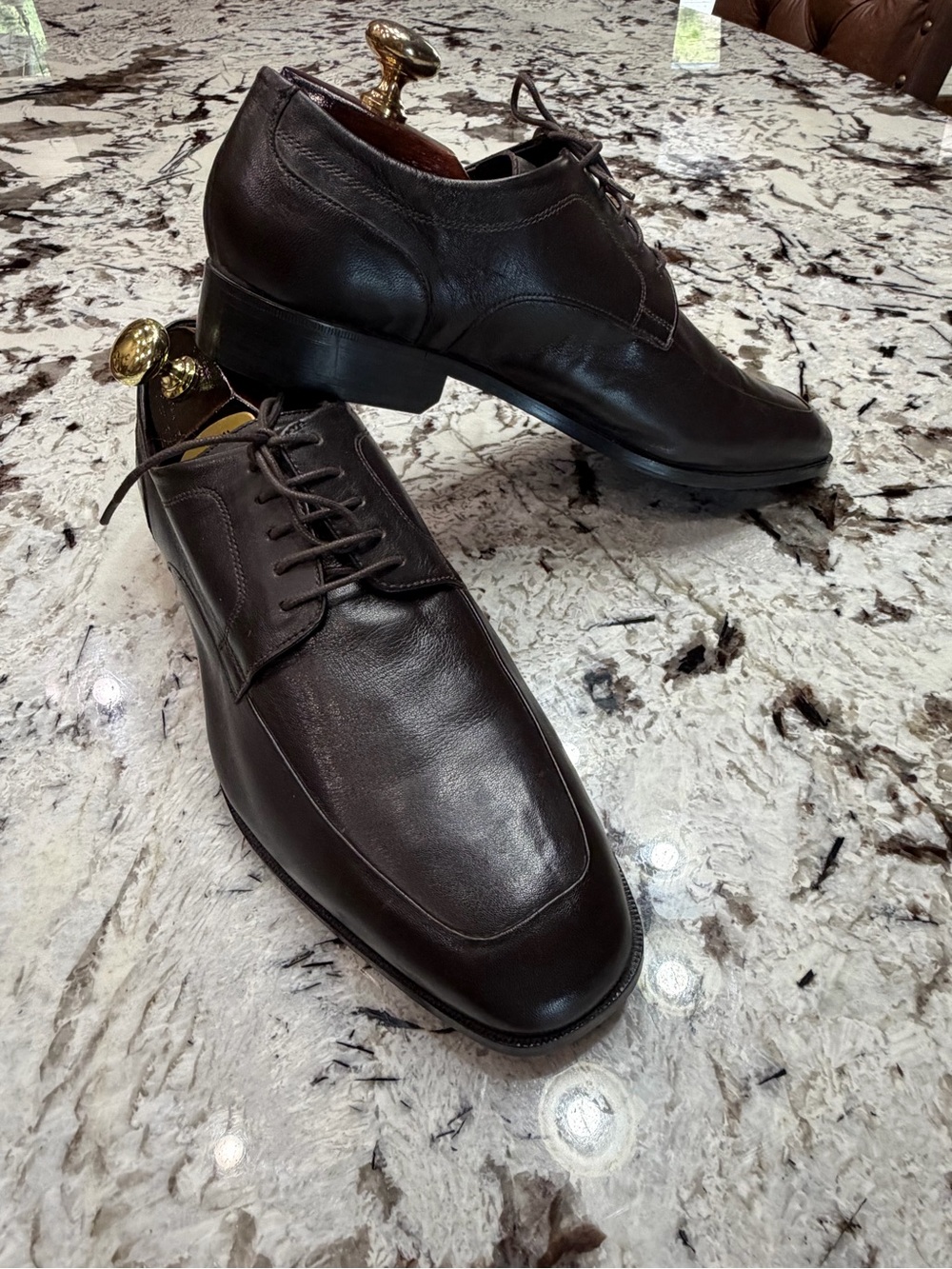 Cole Haan Dark Brown Leather Derby Shoes Exclusive/Custom Nike Air Colab